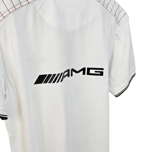 Mercedes AMG  Short Sleeve Polo Shirt Size XL White Racing - Picture 5 of 13